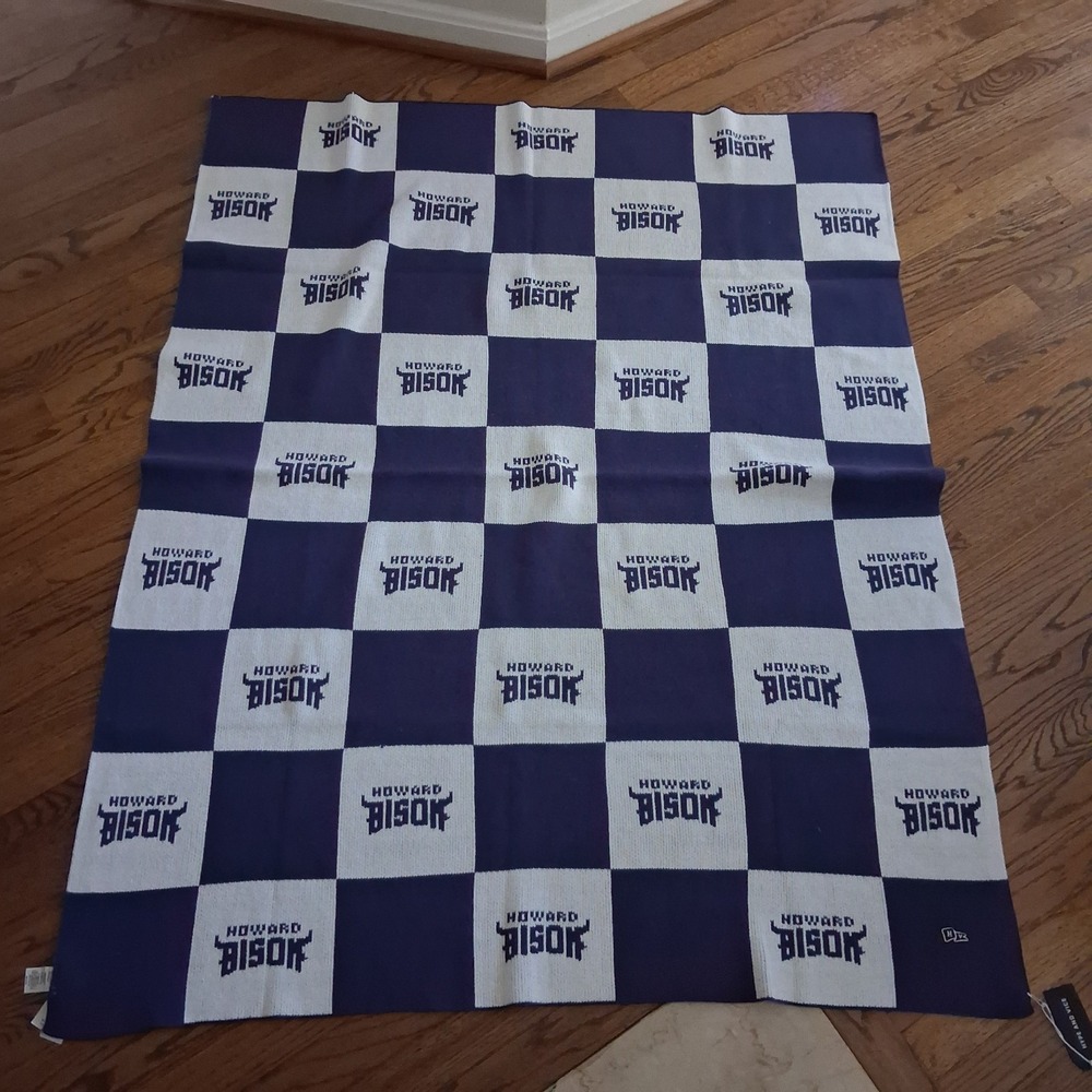 Howard University Bison Knit Blanket Checkered Throw NWT HBCU